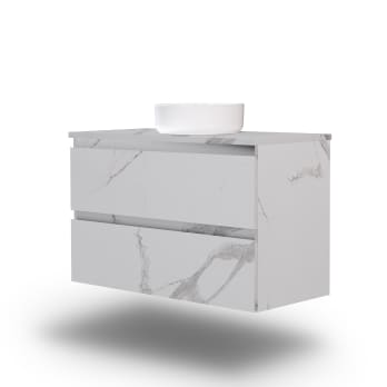Mueble de baño MDF lacado con encimera de madera Vilma Bruntec