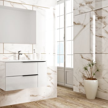 Tendencia muebles de baño blanco y madera