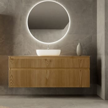 Mueble de Baño de madera maciza a medida con encimera de madera Alpes 1 Bruntec