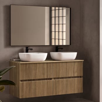 Conjunto mueble de baño con lavabo sobre encimera Etna Sanchís