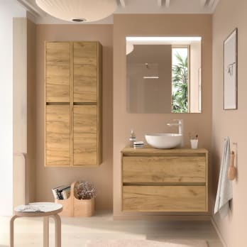 Conjunto mueble de baño con encimera de madera Noja Salgar