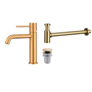 Pack Grifo de lavabo Monza + Válvula click-clack + Sifón visto redondo de Imex