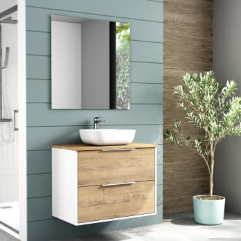 Mueble de baño con encimera de madera Duox Bruntec