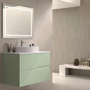 Mueble de baño con encimera piedra compactada blanca Ebi Bruntec colores