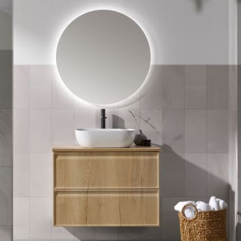 Conjunto mueble de baño con encimera de madera  Zama Sanchís