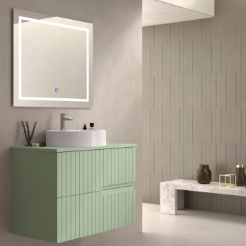 Mueble de baño con encimera piedra compactada mismo color del mueble Ebi Bruntec colores