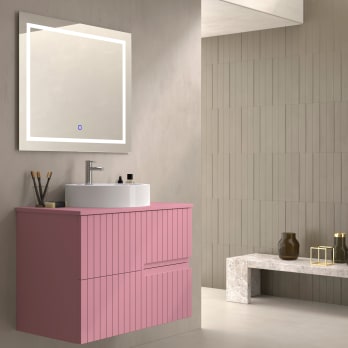 Mueble de baño con encimera piedra compactada mismo color del mueble Ebi Bruntec colores