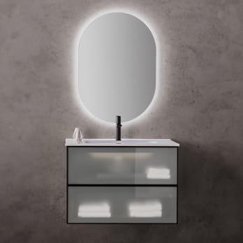 Conjunto mueble de baño frente cristal mate Koba Sanchís