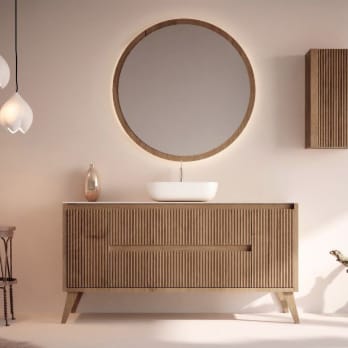 Mueble de baño madera maciza con encimera de solid surface Alpes 13 Bruntec