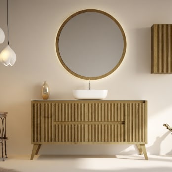 Mueble de baño madera maciza con encimera de solid surface Alpes 13 Bruntec