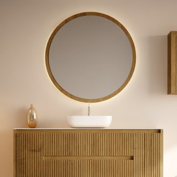 Mueble de baño madera maciza con encimera de solid surface Alpes 13 Bruntec