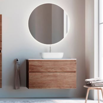 Mueble de baño madera maciza con encimera de Solid surface Alpes 5 Bruntec