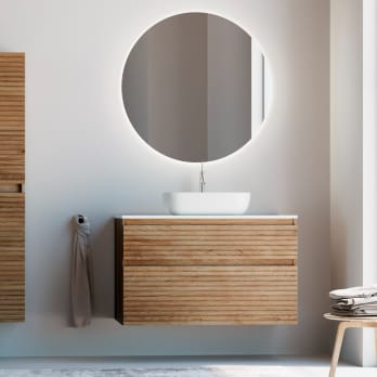 Mueble de baño madera maciza con encimera de Solid surface Alpes 5 Bruntec