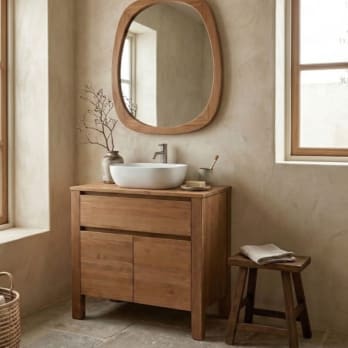 Mueble de baño con encimara de madera maciza Laponia Bruntec