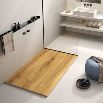 Platos de ducha de resina decorado Stone 3D Madera Bruntec