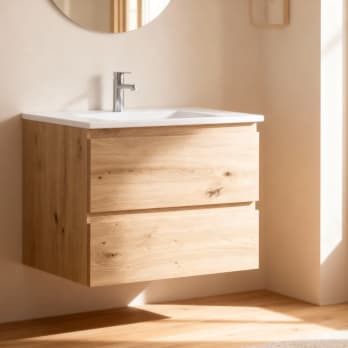 Conjunto de mueble de baño pequeño Nivo Bruntec 2 cajones suspendido