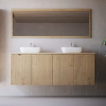 Mueble de baño con encimera de madera maciza Alpes 15 Bruntec