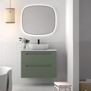 Mueble de baño con encimera de piedra compacta Paris Avila Dos