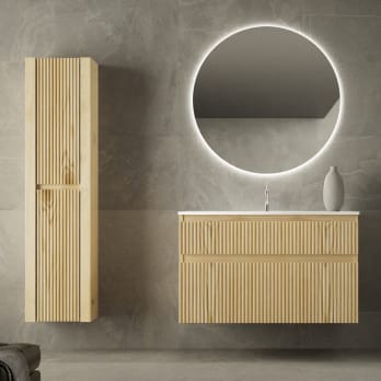 Conjunto de mueble de baño de madera maciza Alpes Bruntec
