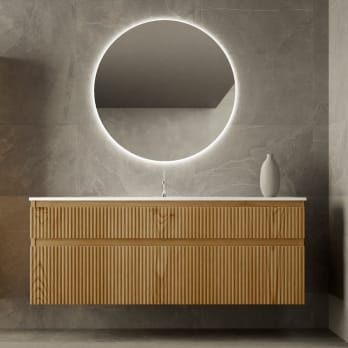 Conjunto de mueble de baño de madera maciza Alpes Bruntec