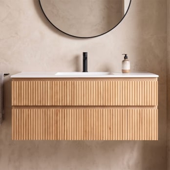 Conjunto de mueble de baño de madera maciza Alpes Bruntec
