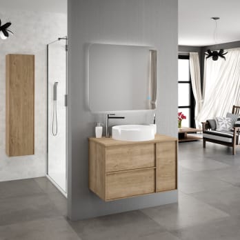 Mueble de baño Oslo con encimera de madera Coycama