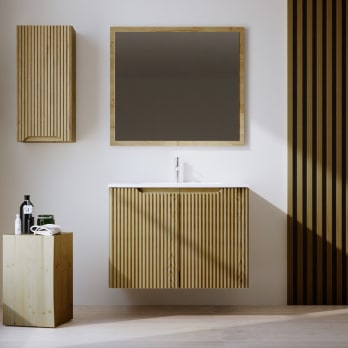 Conjunto de mueble de baño de madera maciza Alpes 14 Bruntec