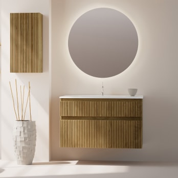 Conjunto de mueble de baño de madera maciza Alpes 16 Bruntec