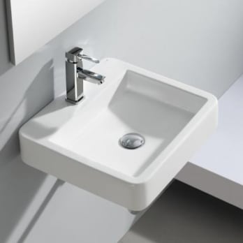 Lavabo Suspendido Cerámico Cuadrado Libra 410 X 410 X 150 Cm Blanco.