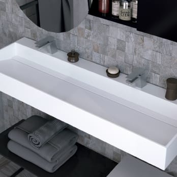 Lavabo baño doble seno ancho 121 cm Solid Surface Fondo 46 cm