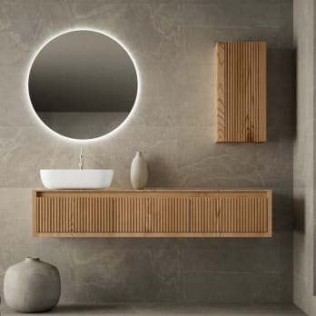 Mueble de baño madera maciza con encimera de madera Alpes 20 Bruntec