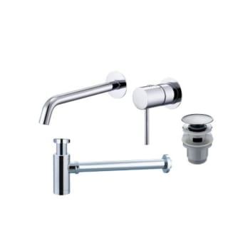 Pack Grifo de lavabo empotrado Monza + Válvula click-clack + Sifón visto redondo de Imex