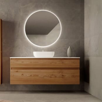 Mueble de baño madera maciza con encimera de Solid surface Alpes 1 Bruntec