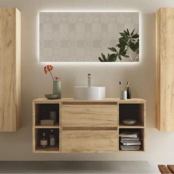 Conjunto mueble de baño con lavabo sobre encimera Bequia Salgar