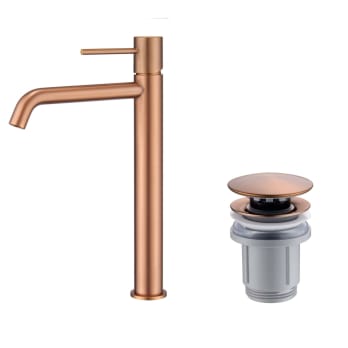 Pack Grifo de lavabo caño alto Monza Imex + Válvula click-clack