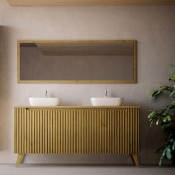Mueble de baño con encimera de madera maciza con patas Alpes 15 Bruntec