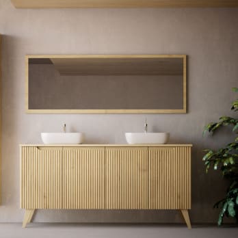 Mueble de baño con encimera de madera maciza con patas Alpes 15 Bruntec