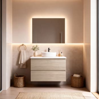 Mueble de baño pequeño Nivo Bruntec 2 cajones suspendido