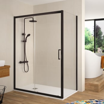 Mampara de ducha Bella negro mate (BL607+BL602+BL103) Kassandra