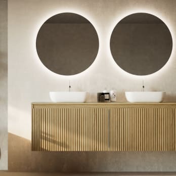 Mueble de baño madera maciza con encimera de madera Alpes 4 Bruntec