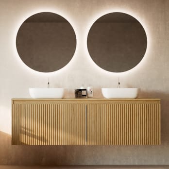 Mueble de baño madera maciza con encimera de madera Alpes 4 Bruntec