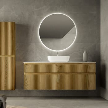 Mueble de baño madera maciza con encimera de Solid surface Alpes 5 Bruntec