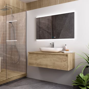 Mueble de baño Lambda con encimera de madera Coycama