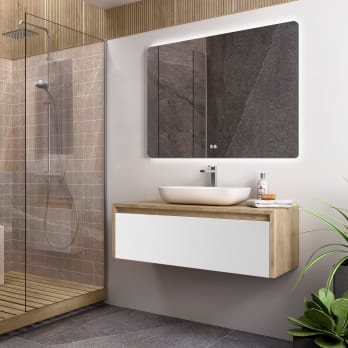 Mueble de baño Lambda con encimera de madera Coycama