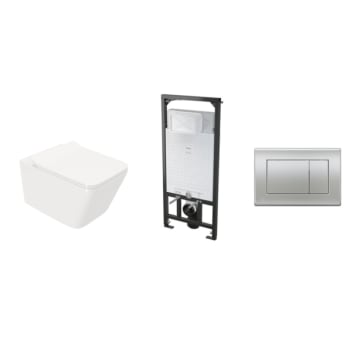Pack inodoro suspendido + cisterna empotrada + pulsador Soller Strohm Teka