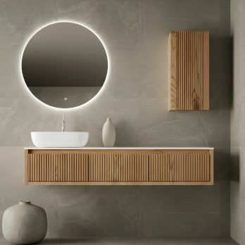 Mueble de baño madera maciza con encimera solid surface Alpes 20 Bruntec