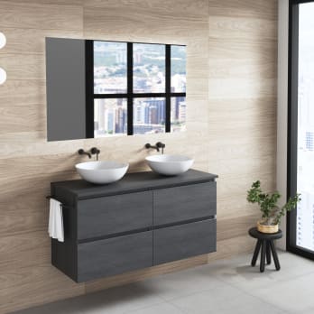 Mueble de baño con encimera de madera Roma Bruntec