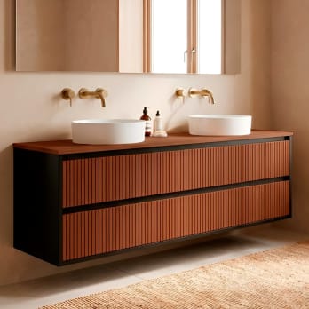 Mueble de baño madera maciza con encimera de madera Alpes 18 Bruntec