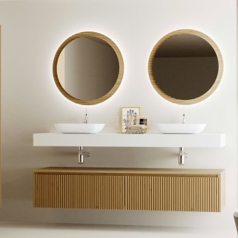 Mueble de baño con encimera solid surface y cajonera Alpes 4 Bruntec