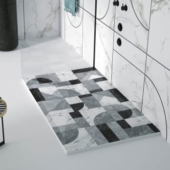 Platos de ducha de resina decorados Design 3D Mosaico Bruntec
